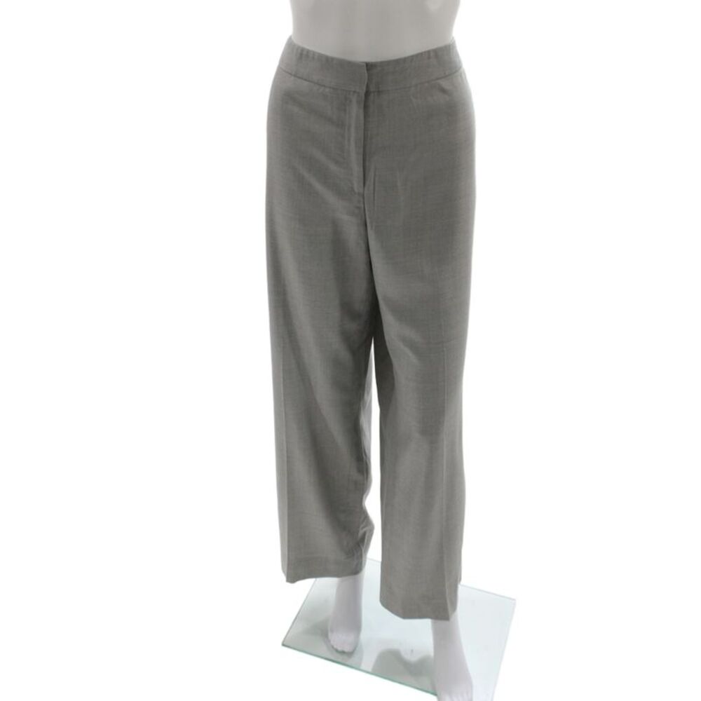 Lafayette 148 New York Women Gray Wool Dress Pants Button Size 14